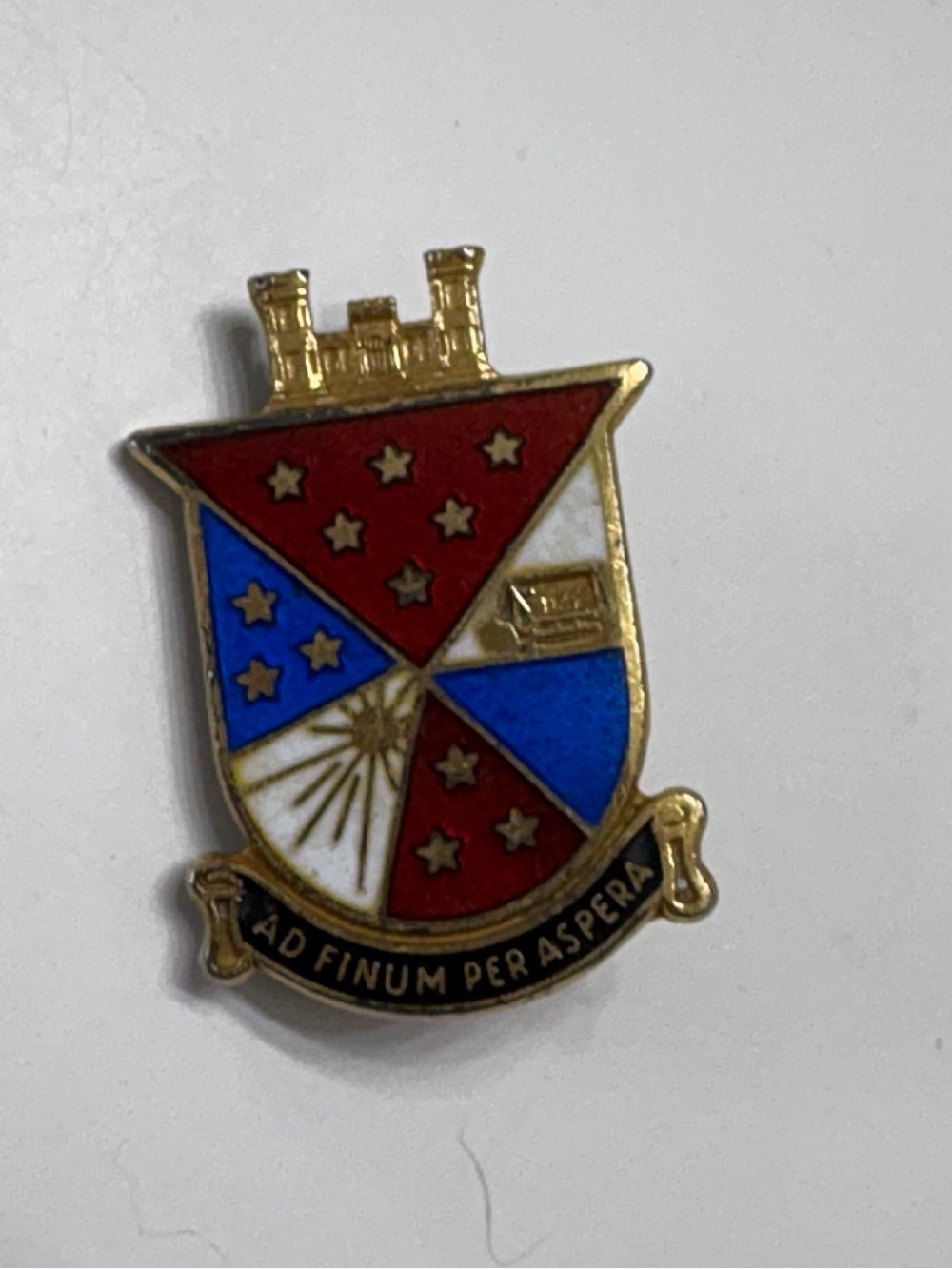 Enamel Shield Crest Pin in Red, Blue, White and Gold